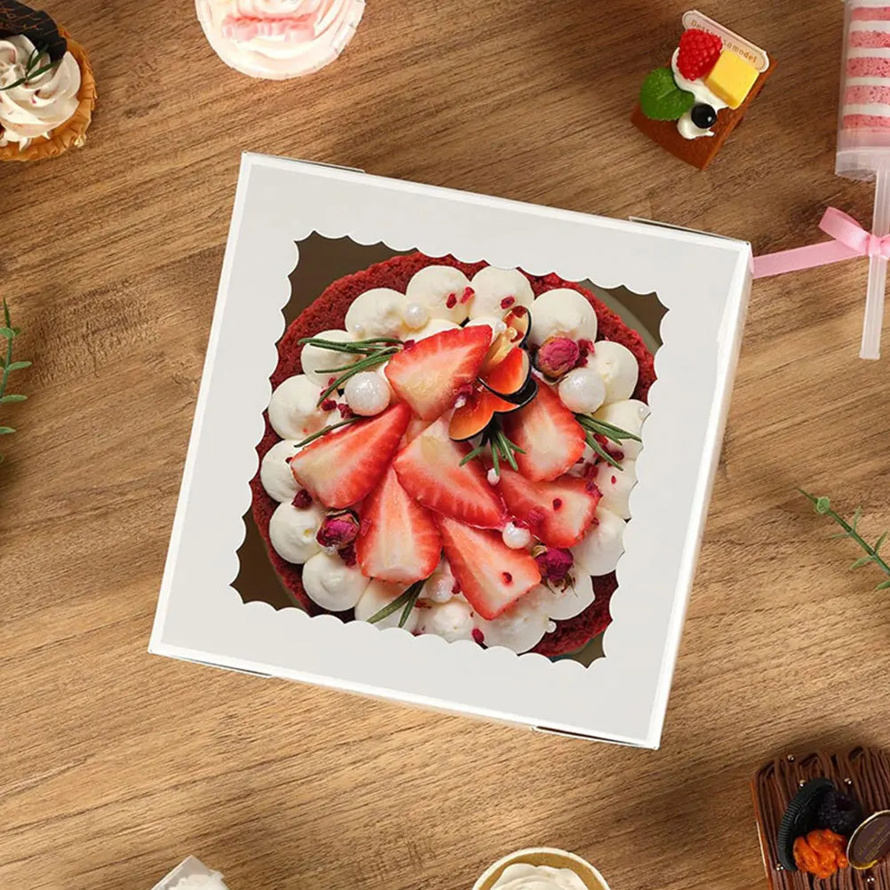 

4Pcs Cake Carrying Box Multi-Functional Cube Shaped Cake Container for Festival and Party Use Bakery Packing Box