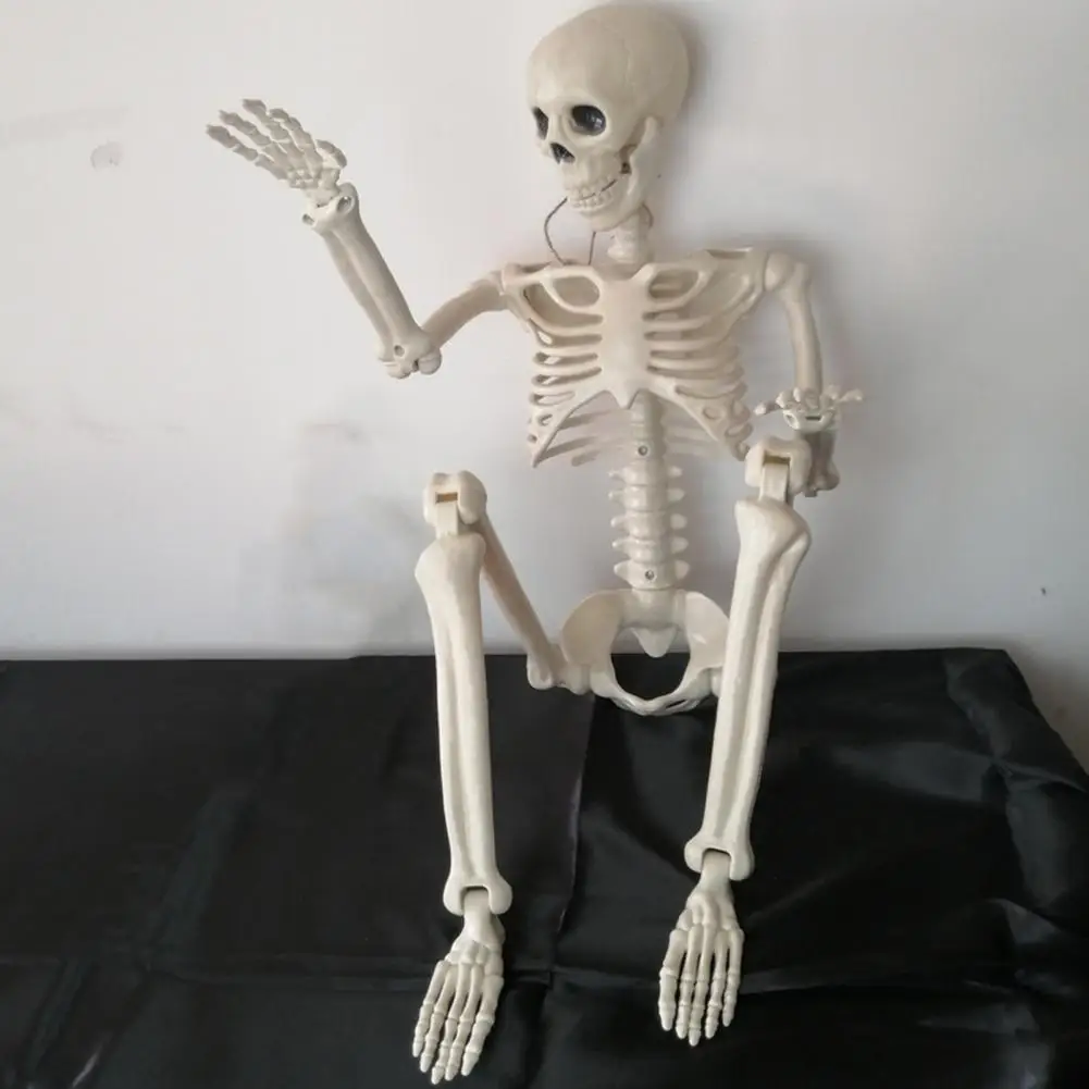 36 Inch Halloween Skeleton Life-size Posable Skeleton Decorations for Halloween Party Yard Display Garden Scene Full for Spooky