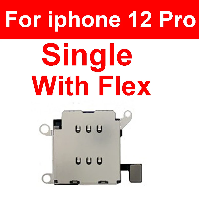 Dual & Single Sim Card Reader Holder Tray For iPhone 13 12 mini 12 Pro Max Sim Card Slot Holder Connector Flex Cable Repair Part