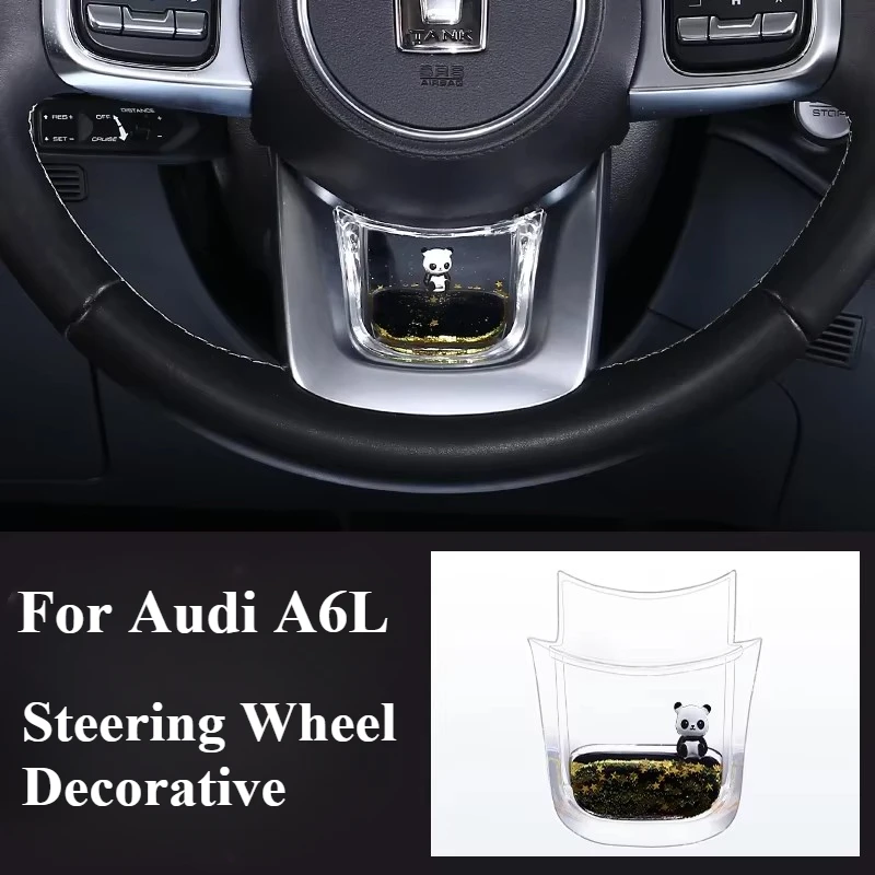 For Audi A6L 2019-2024 Steering Wheel Decorative Panel Decorative Frame Dynamic Sequins Car Interior Modification Accessories