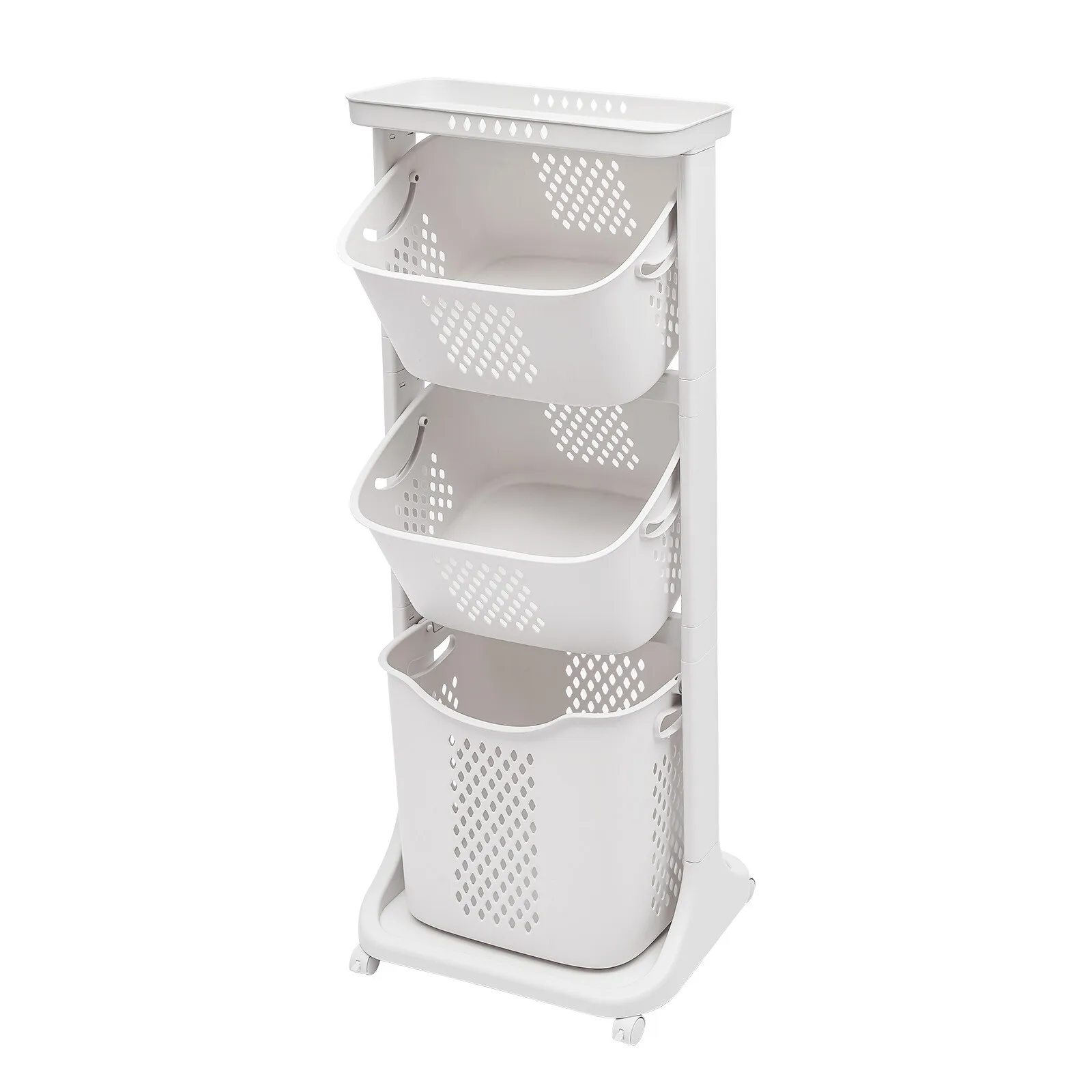 

3 Tier Laundry Hamper Basket Sorter Clothes Storage Organizer Shelf Rolling Cart
