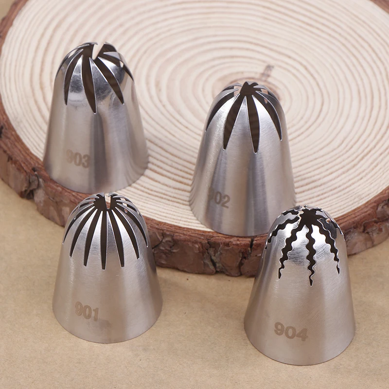 New#901 902 903 904 Stainless Steel Large Size Close Star Piping Nozzle Cream Icing Tips Cake Fondant Kitchen Baking Tool