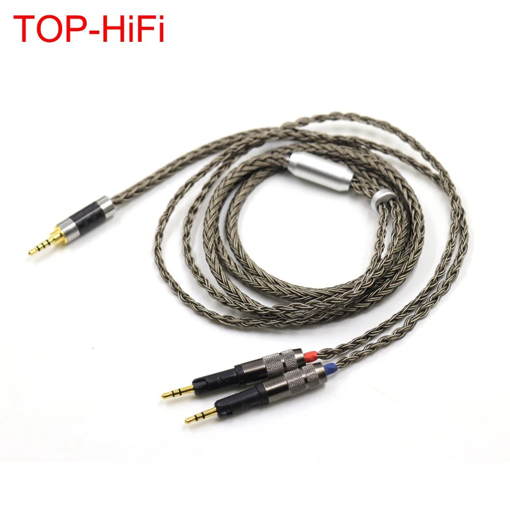 

High Quality 6.35mm 4.4mm 2.5mm 16 Core 7N OCC Black Braided Earphone Headphone Cable For Audio-Technica ATH-R70X