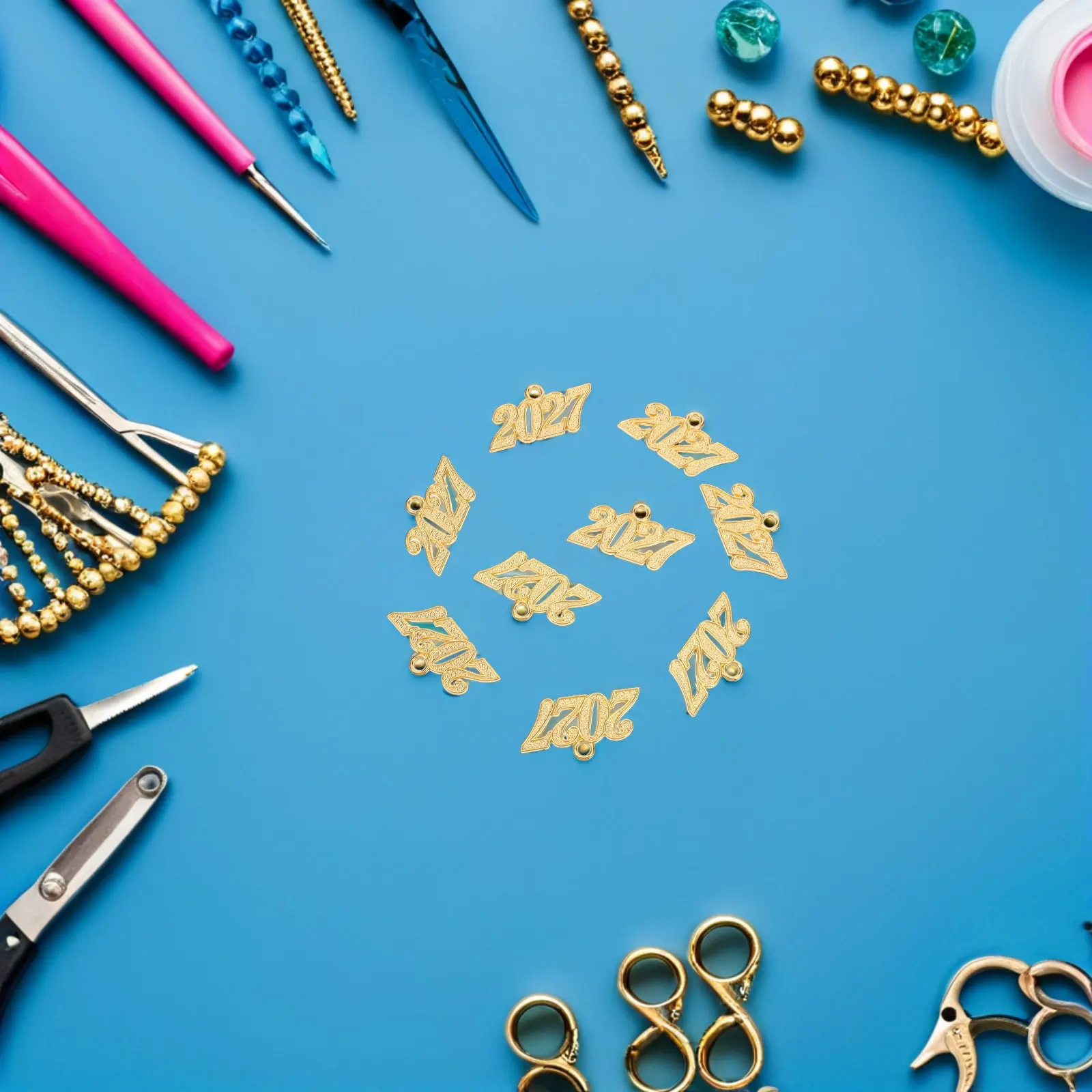 50Pcs 2027 Tassel Charm for Graduation Cap Hat Decoration Grad Party Reunion Accessory Minimalist Number Pendant DIY Jewelry