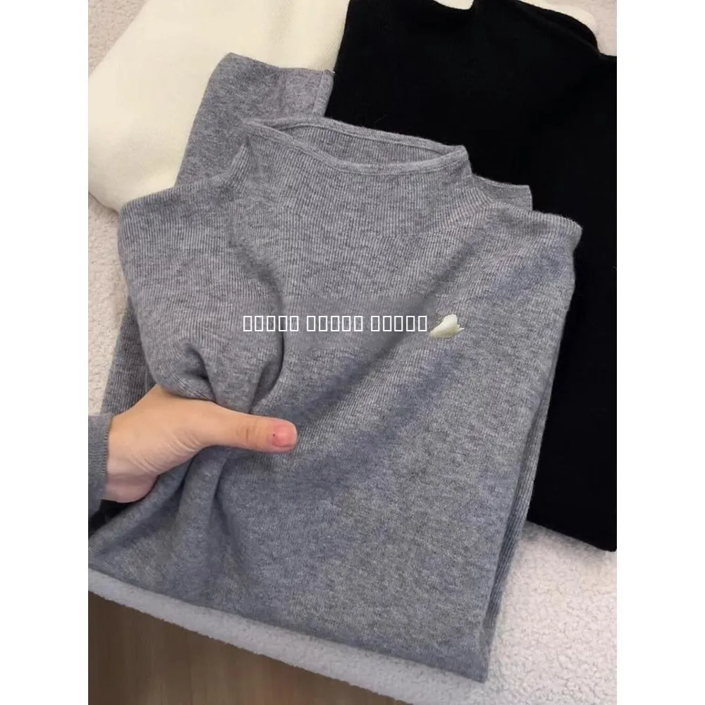 

Korean Sle Soft Cozy Women's Knitwear f High Collar Sweater Slim Fit Autumn Winter Inner Wear Base irt Top