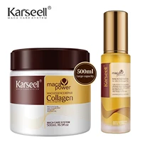 Karseell Tratamiento capilar de colágeno Mascarilla capilar de reparación profunda 500 ml + suero capilar de aceite de argán 50 ml para cabello seco y dañado Todo tipo de cabello