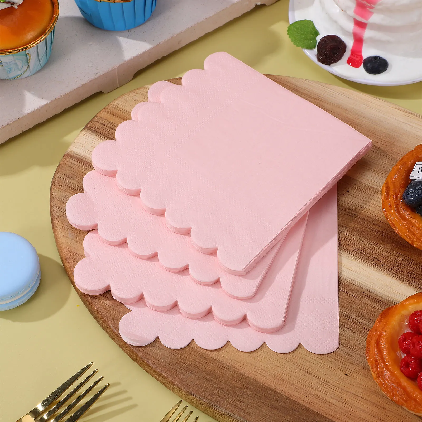 150 قطعة مناديل وردية للاستعمال مرة واحدة لحفلات العشاء ومستلزمات الغداء ورق صدفية ناعم ومريح وعملي #5