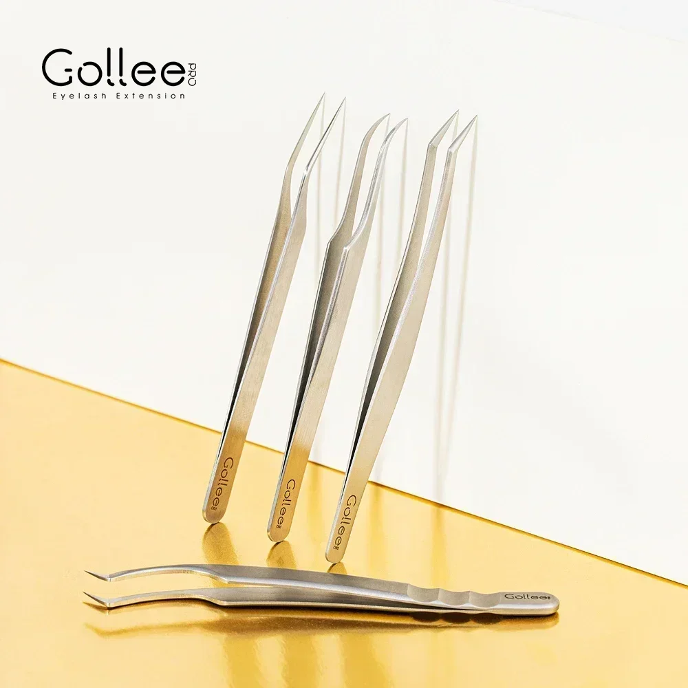 

Gollee Eyelash Extension Tweezers High Precision Curling False Eyelash Tweezers Anti-static Makeup Precision Tip Stainless Steel