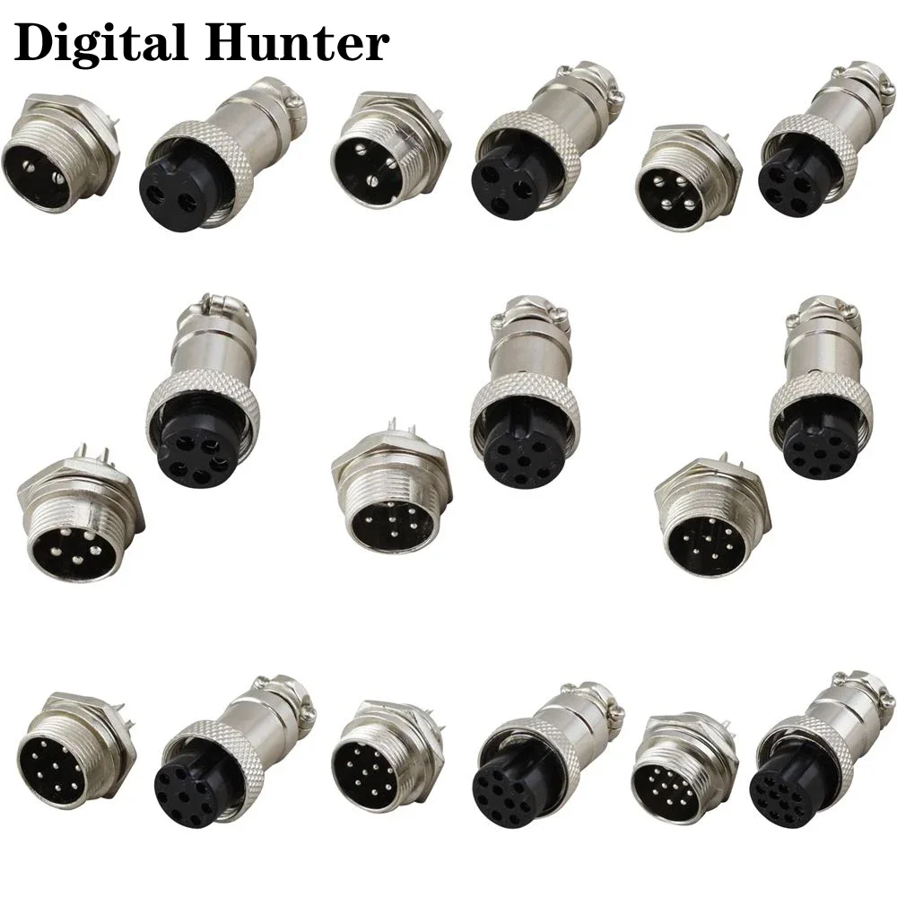 1PC M/F Type 2,3,4,5,6,7,8,9,10-Pin Chassis Sockets Connects Microphone Mic Plug GX16 Connectors Used on Many CB Radios and Ham