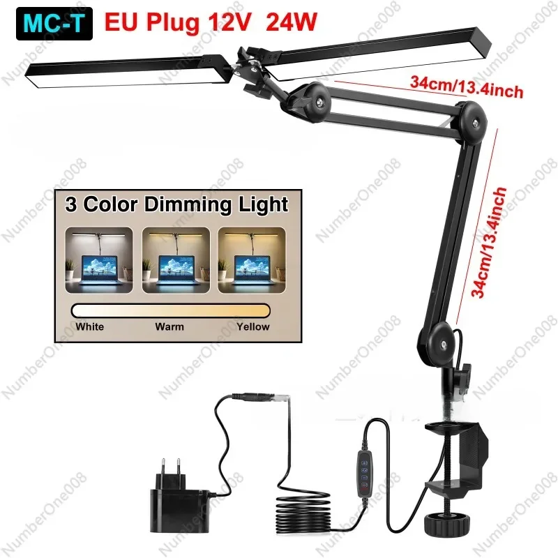 

Desk Double Head Desk Lamp Eye Protection Learning Reading, Computer Monitor Clip Type Folding Led Lamp