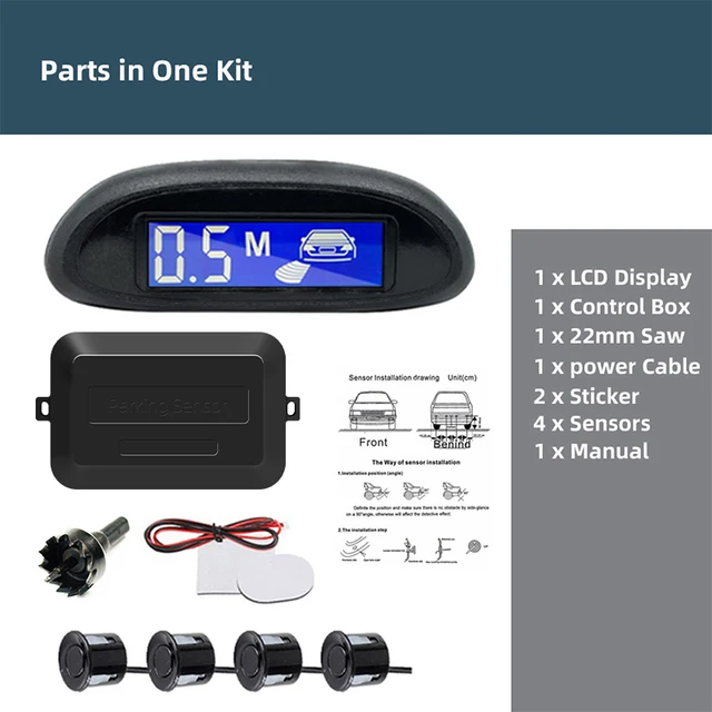 Hippcron Parking Sensor For Car With Auto Parktronic Reverse LED Monitor 4 Sensors Radar Detector System Backlight Display 6 Hippcron Parking Sensor For Car With Auto Parktronic Reverse LED Monitor 4 Sensors Radar Detector System Backlight Display 6