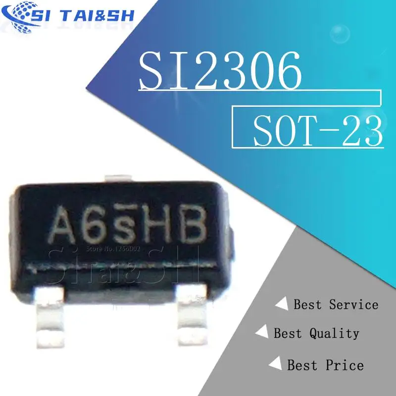 20PCS SMD transistor SOT-23 SI2306 A6SHB MOS tube N-channel FET transistor 