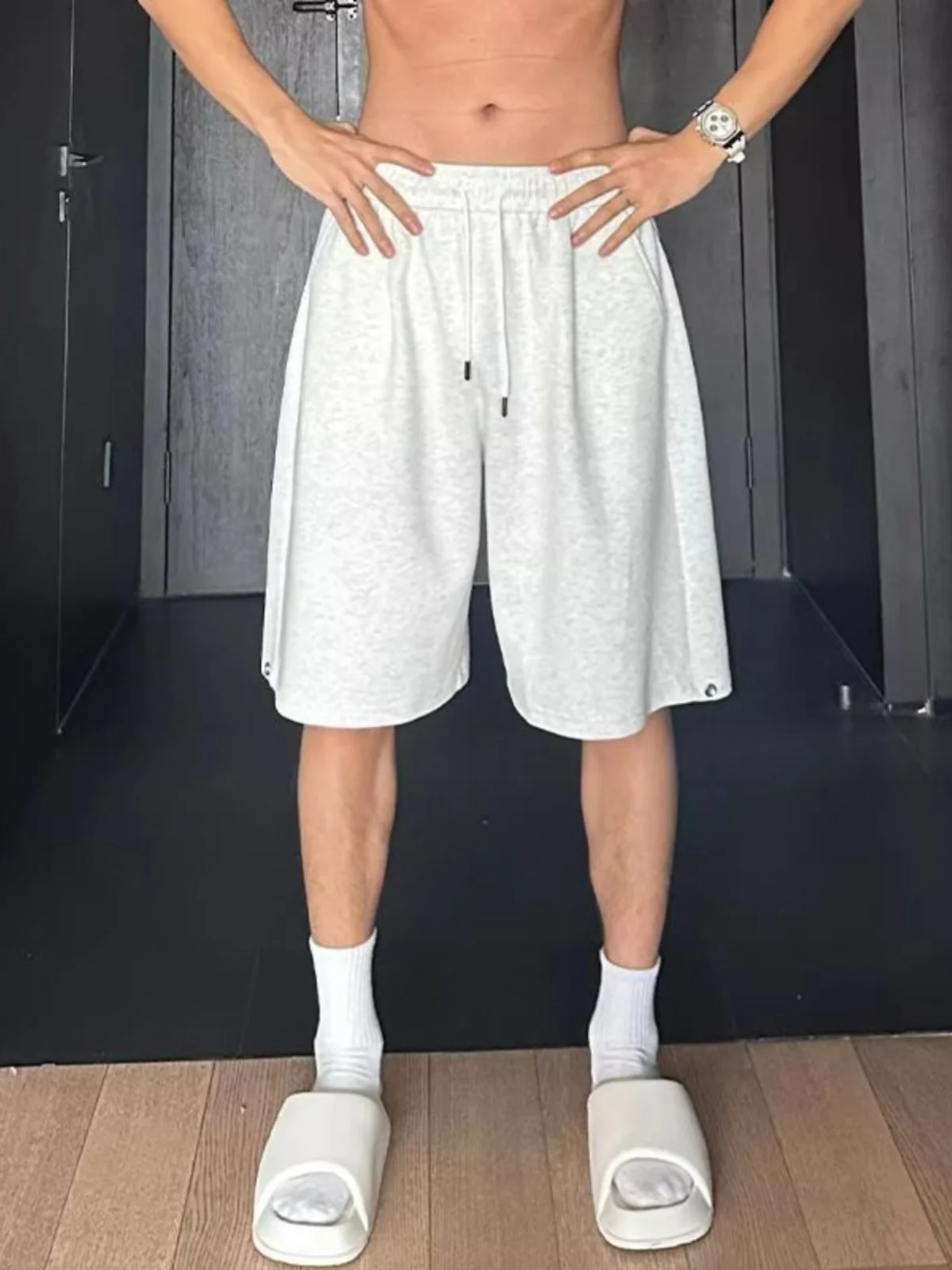 

Loose Breathable Sports Shorts for Couples Summer Casual Pants Men Women Five-Quarter Length Comfortable Stretchy Elastic Waist