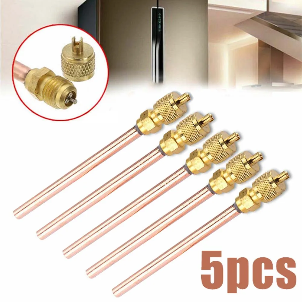 

5Pcs/Set Air Conditioner Refrigeration Access Valves Copper Tube Filling Parts Copper Maintenance Valve