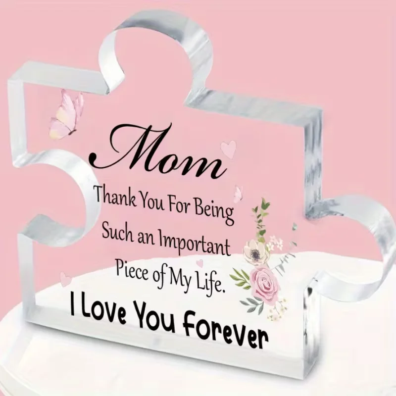 1pc Acrylic Puzzle Plaque for Mom - Sentimental Mother's Day/Birthday Gift, No Electricity Needed, Featherless Tabletop Decor