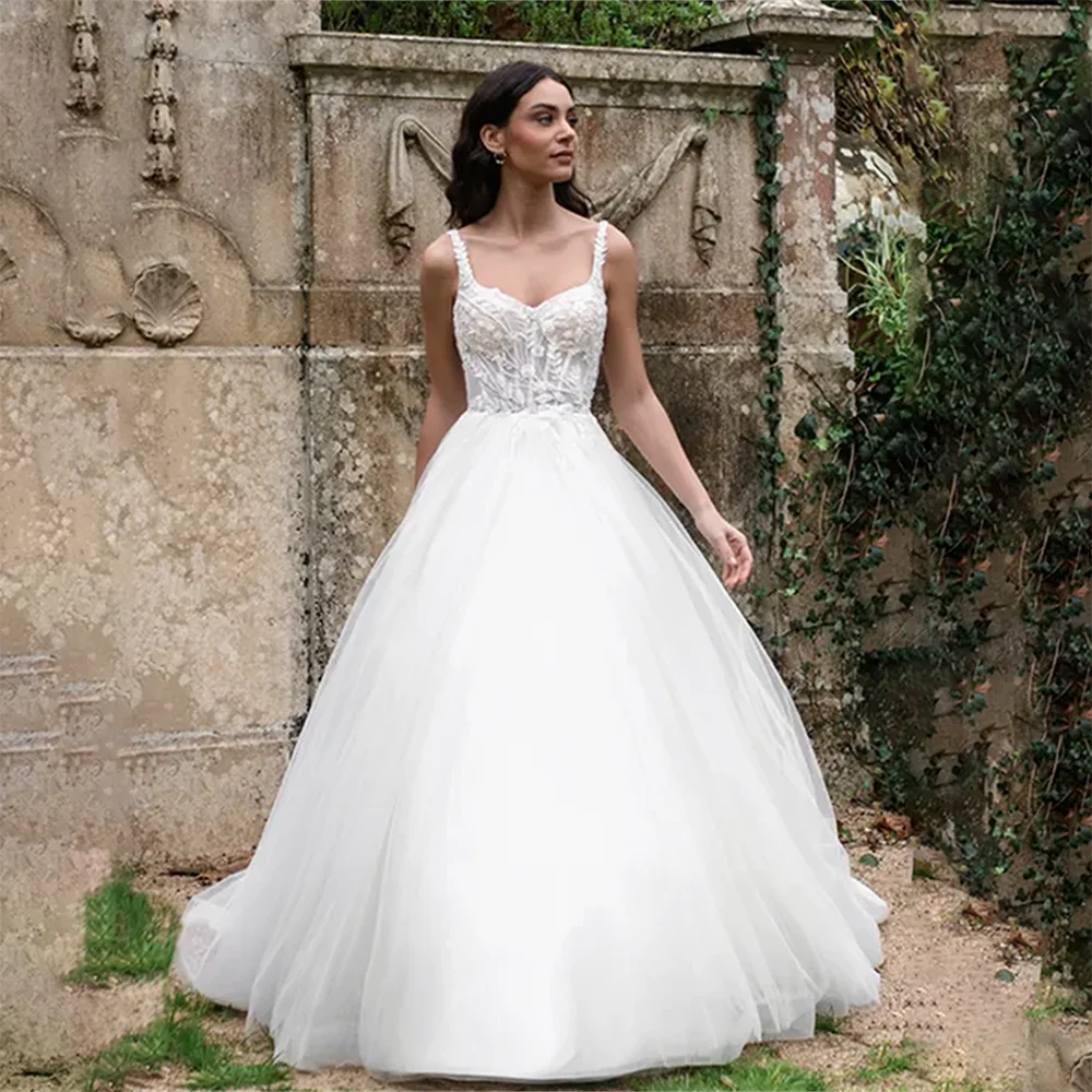 

Wedding Dress Bride Dress Bride Gowns Spaghetti Strap Square Neck A-Line Appliques Backless Bridal Gown Vestido De Novia Boda