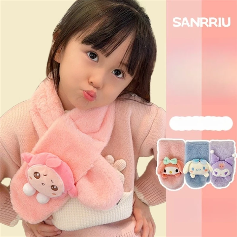 Bufanda Miniso Sanrio en otoño e invierno, bufanda cálida a prueba de viento para ciclismo a prueba de frío para niños, protector para el cuello, nuevo estilo