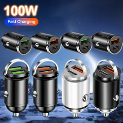 100W Mini PD USB Autolader Aansteker Autolader voor Xiaomi Samsung Huawei Super Snel Opladen QC3.0 Autolader voor iPhone