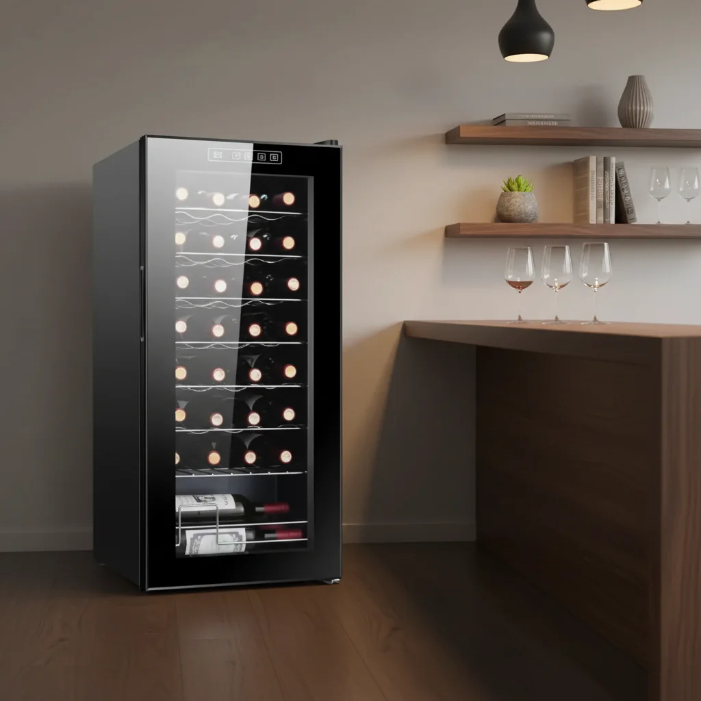 93L 32BOTTLES Wine Cooler Wine Cabinet Wine Refrigerator Display Mini Refrigerators for Home