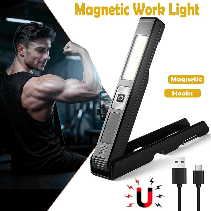 Superhelle COB LED Arbeitslampe Wiederaufladbare Faltbare Handtaschenlampe Leistungsstarke Magnetische Reparaturlampe Outdoor Wasserdichte Taschenlampe