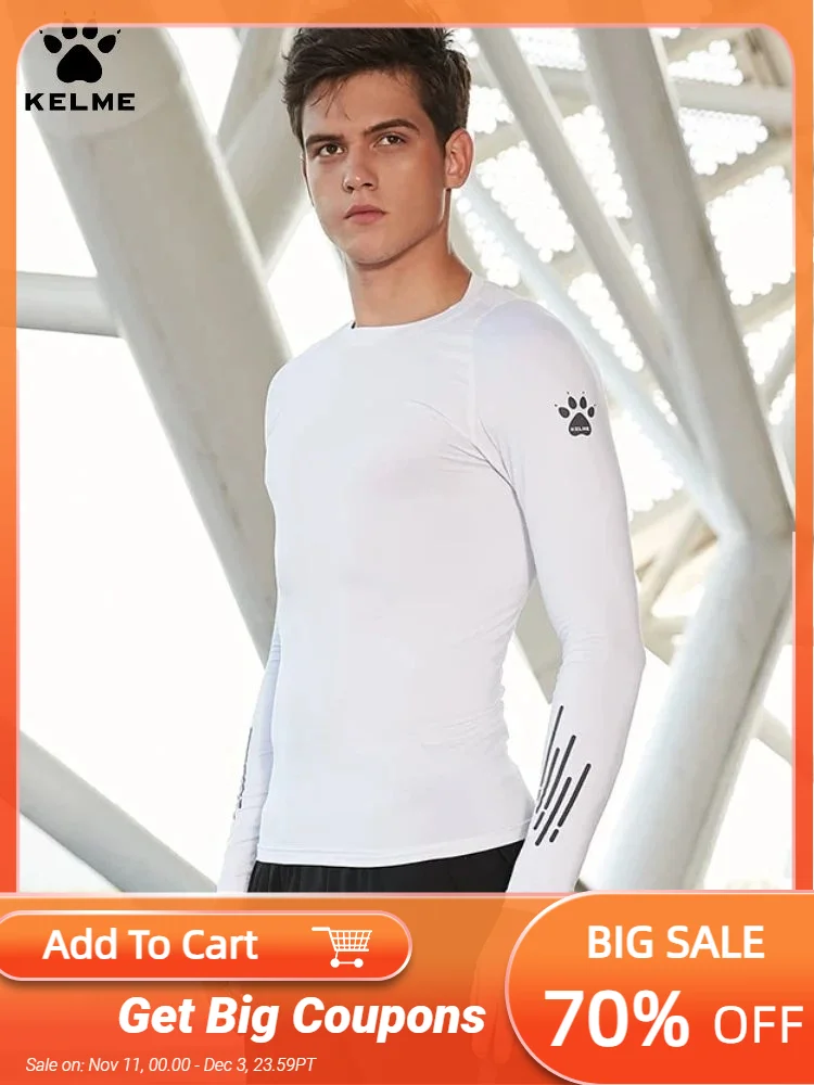 

Kelme Men's Running Tight Fitting Long Sleeved Quick Drying Sports T-shirt Fitness Training Yoga Top