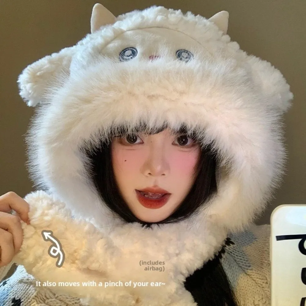 لطيف دافئ ليتل الأغنام أفخم قبعة الكرتون Coldproof Lei Feng قبعة سميكة وشاح سدادات حماية الأذن قبعة في الهواء الطلق