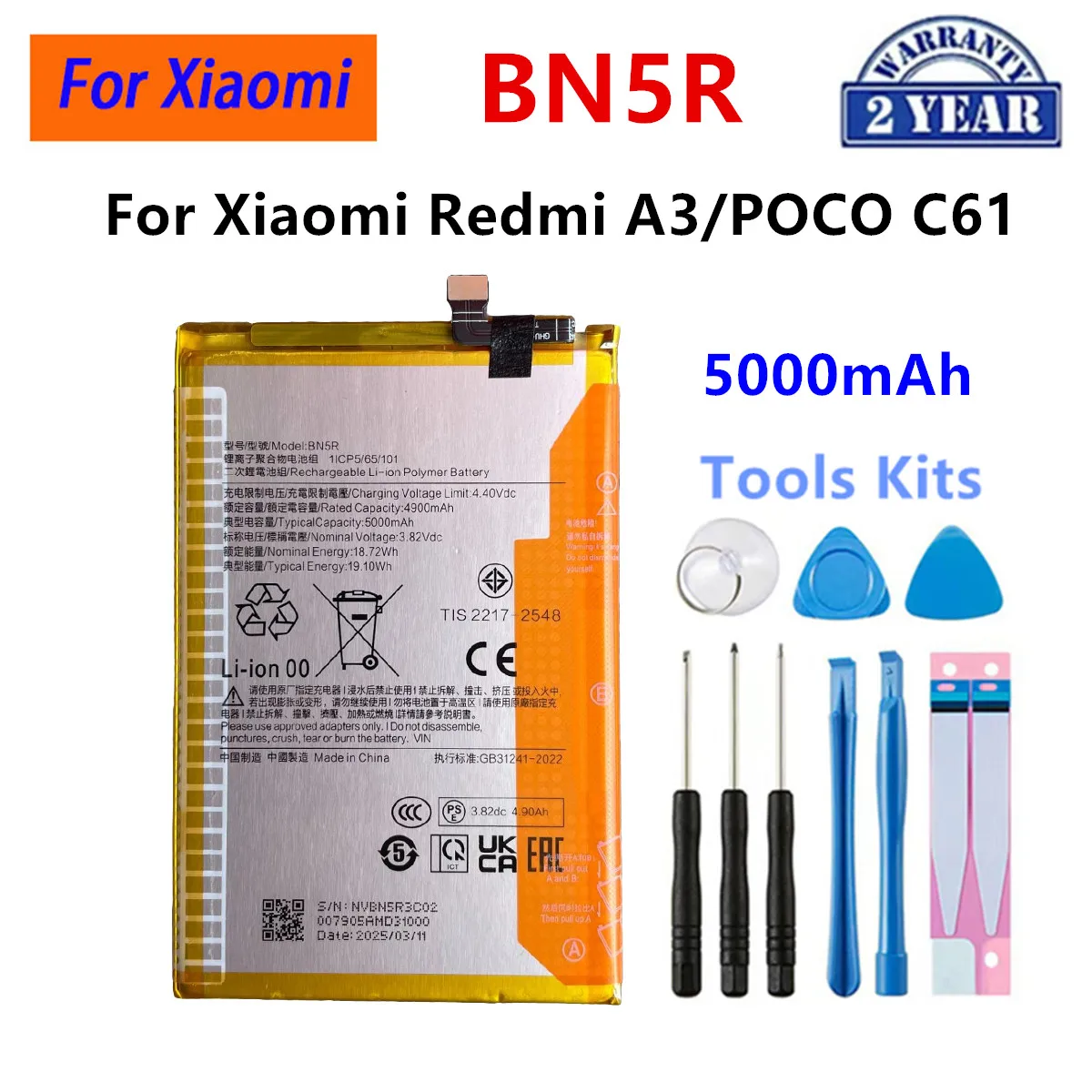 BN5C BN5T BM58 BN57 BM67 BP4D BM5H BP4B BN5R Battery For Xiaomi POCO C61 M4 X3 Pro M6 Redmi A3 13 Xiaomi 11T 12 13 15 Pro Lite