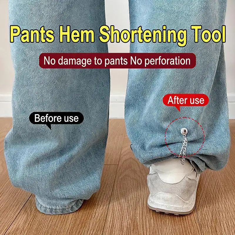Cute Chain Decor Strong Magnetic Trouser Cuff Clips Non-Slip Durable Jeans Length Adjuster for Camping Travel Wear