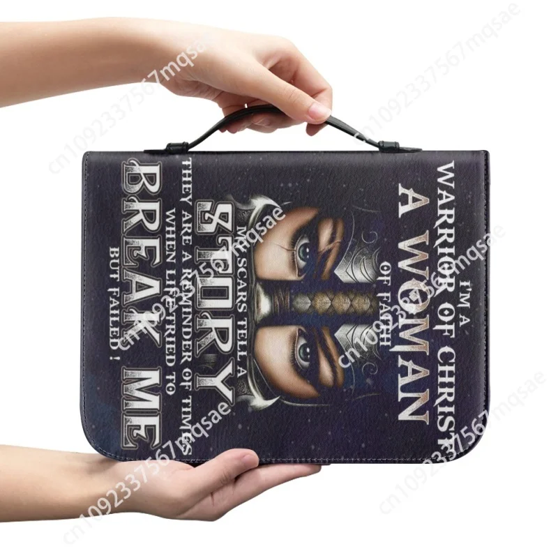 

I'M A Warrior Of Christ A Woman Of Faith Personalized Print Church Bible Cover Case PU Handbags Study Book Holy Storage Boxes