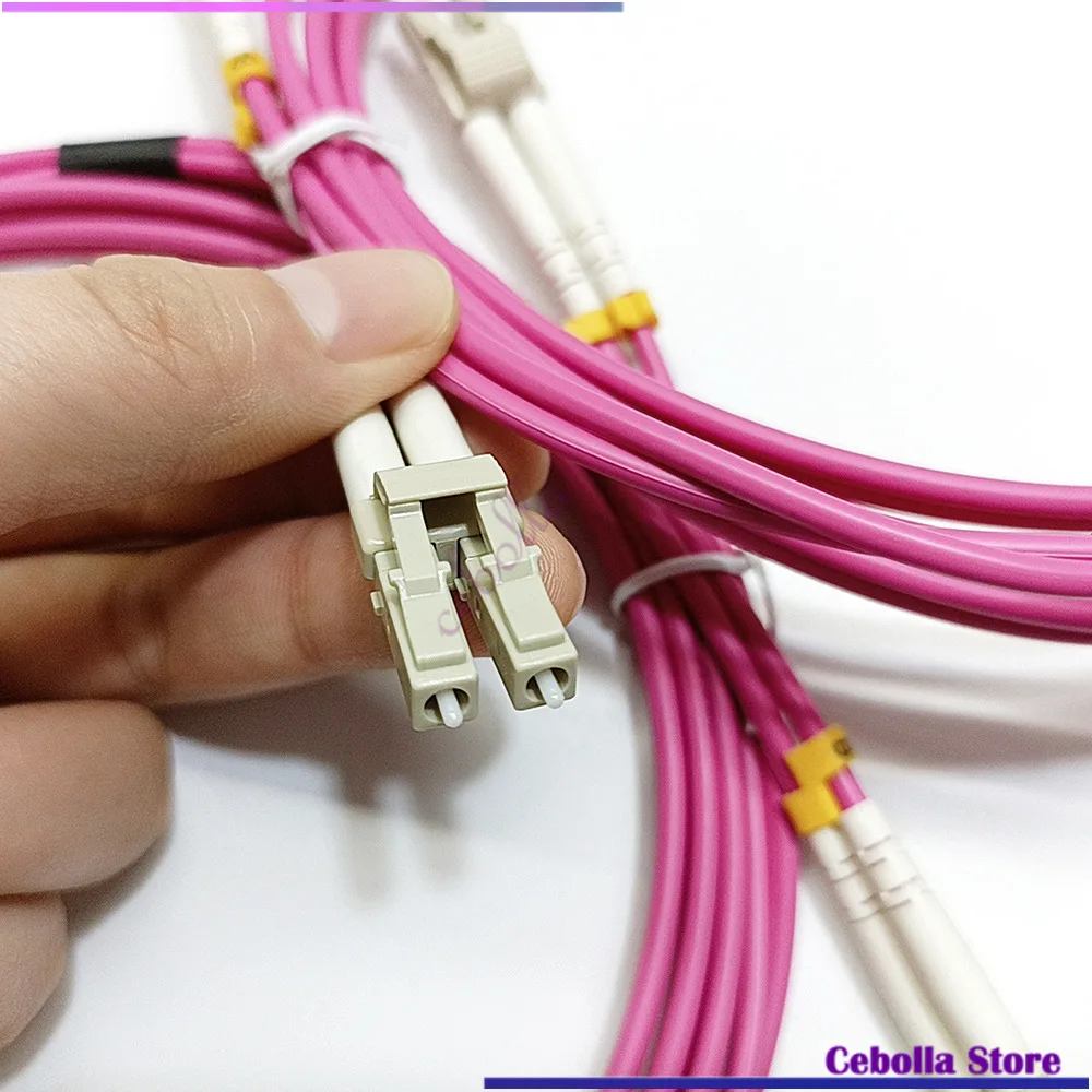 Imagem -04 - Lc-lc Om4 Cabo de Fibra Multimodo 3.0 mm Multimodo Duplex Lc-upc Jumper Óptico Patch Cord m m m 5m 10 Peças por Lote