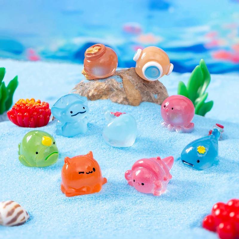 Cute Microlandscape Marine Animals DIY Beach Landscape Fish Tank Aquarium Miniature Ornament Statue Figurines Craft Decorations