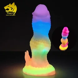 2024 YOCY Dragon Monster Dildo Luminous Anal Plug Soft Silicone Butt Masturbator With Suction Cup Beads Anal Sex Toy For Adult