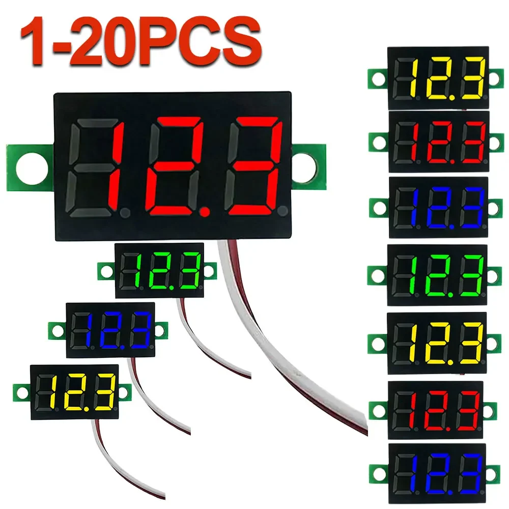 1-20pcs 0.28 Inch 2 Wires Mini Display Module Volt Meter LED Screen Digital Voltmeter DC2.5V-40V Car Mobile Power Voltage Tester