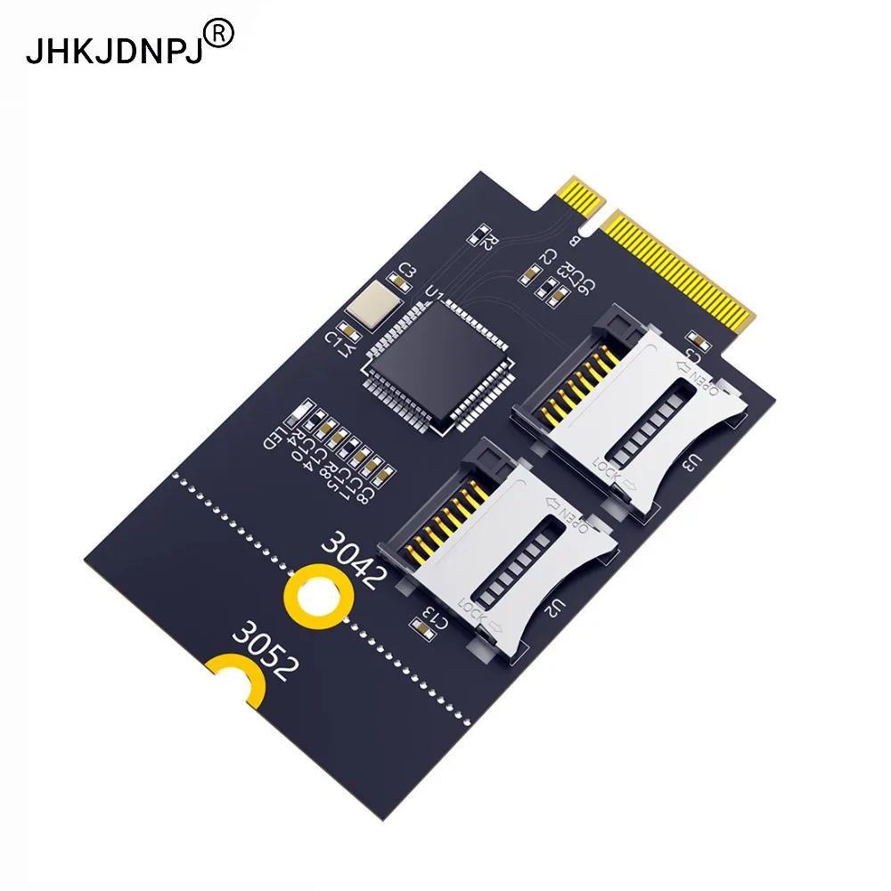 Dual Micro-SD Card, TF Card to NGFF M.2 Key B Adapter(Supports USB Bus, not SATA Bus)