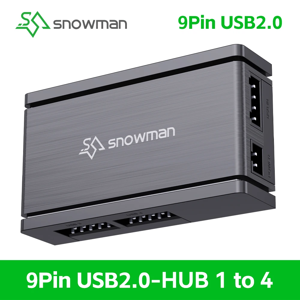 SNOWMAN UB4 HUB, Expansión de Placa Base de 9 Pines, HUB USB2.0, Enfriador de CPU, Pantalla Digital, Refrigeración Líquida AIO para CPU, Pantalla LCD, 9 Pines, 1 a 4