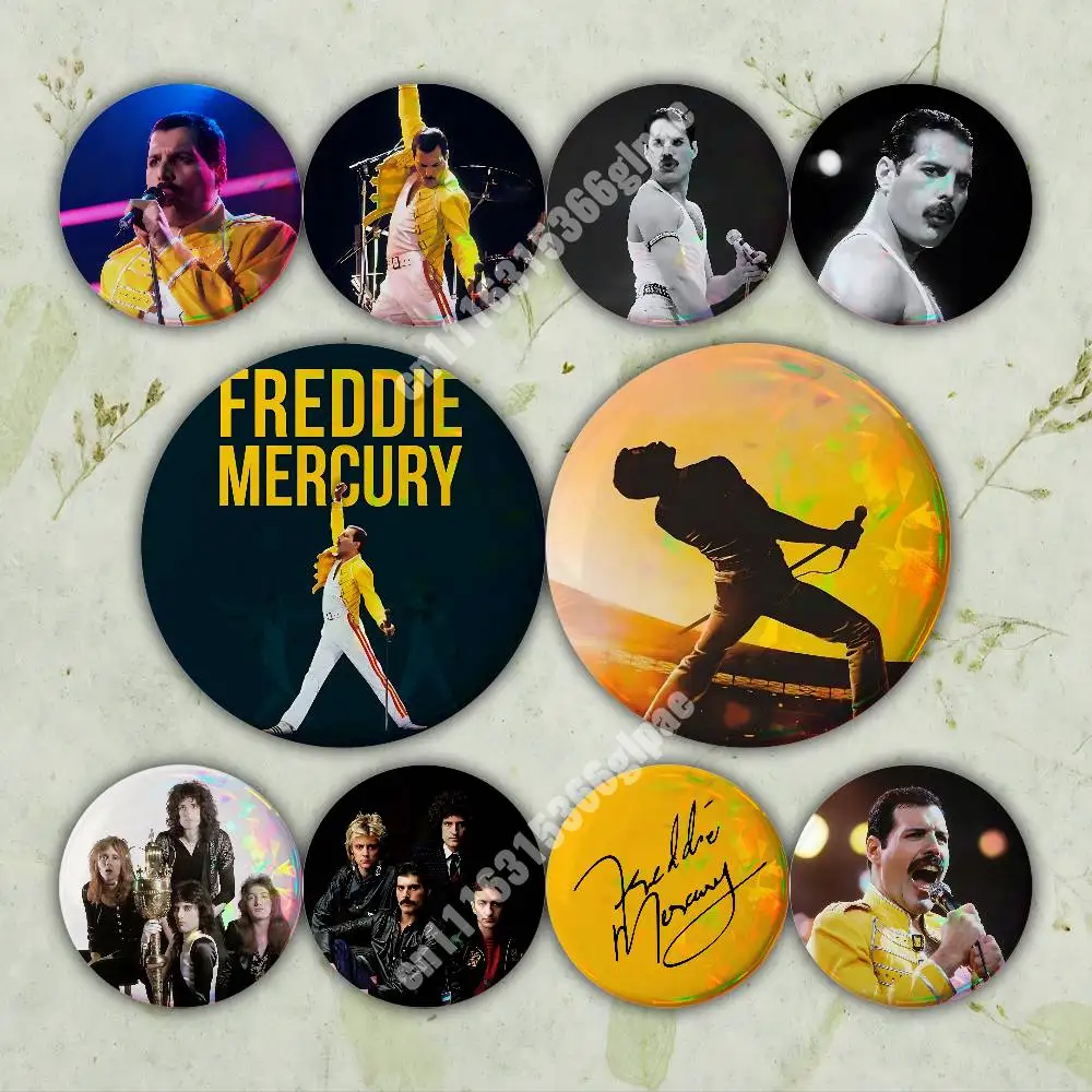 Q-Queen F-Freddie Mercury Stage Show Pin Badge 2PC Sets for Accessories & Bags & Clothes Metal Button Creative Gift