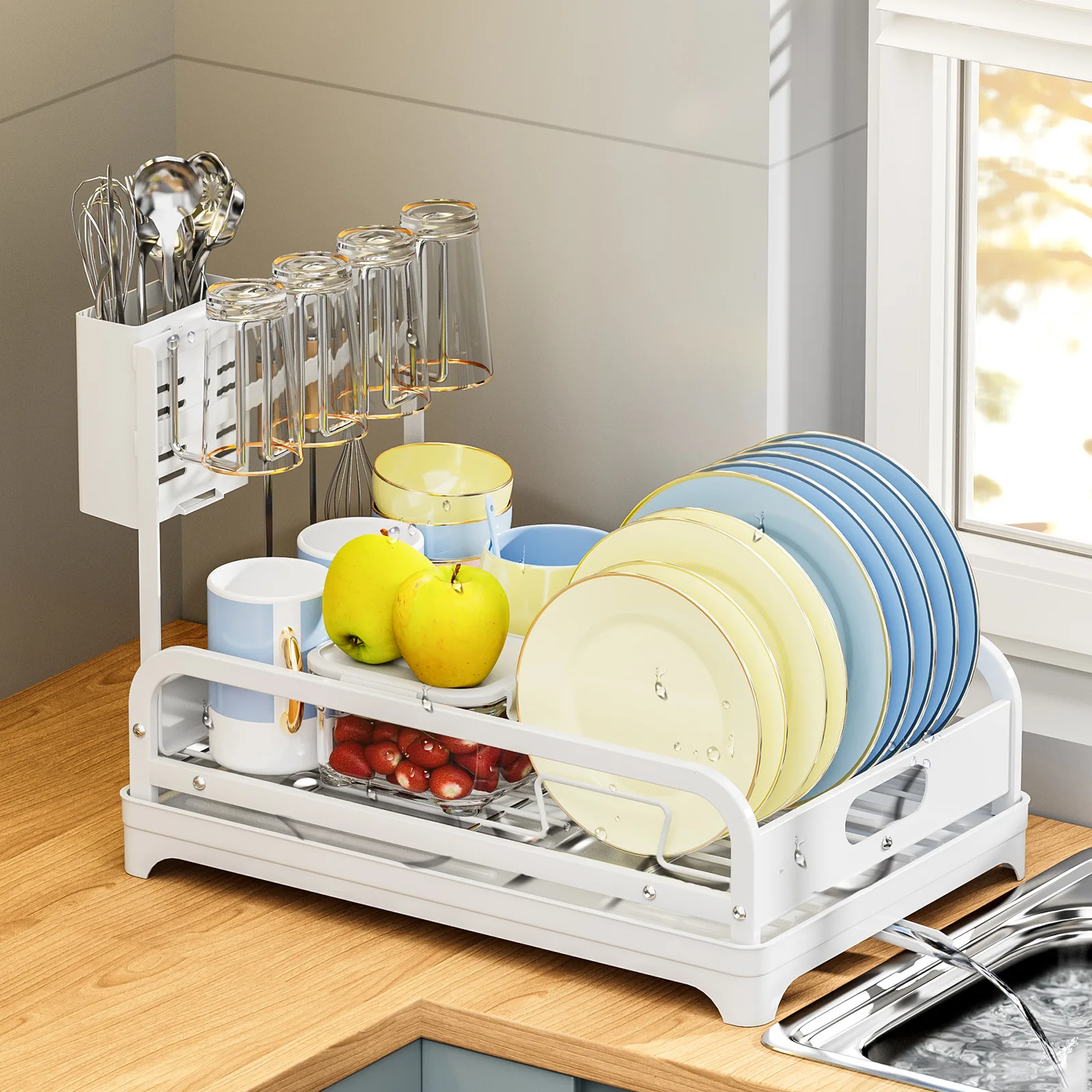 Single Layer Kitchen Dish Rack Household Countertop Chopsticks Water Cups Lishui Storage Rack Sink Dish Tray Drain Rack