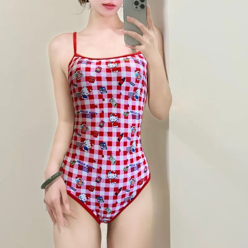 

Cute Hello Kittys Jumpsuit Swimsuit Women's Sexy Suspender Triangle Swimwear Ladys Summer Beach Bikini Spa Resort Bathing Suit