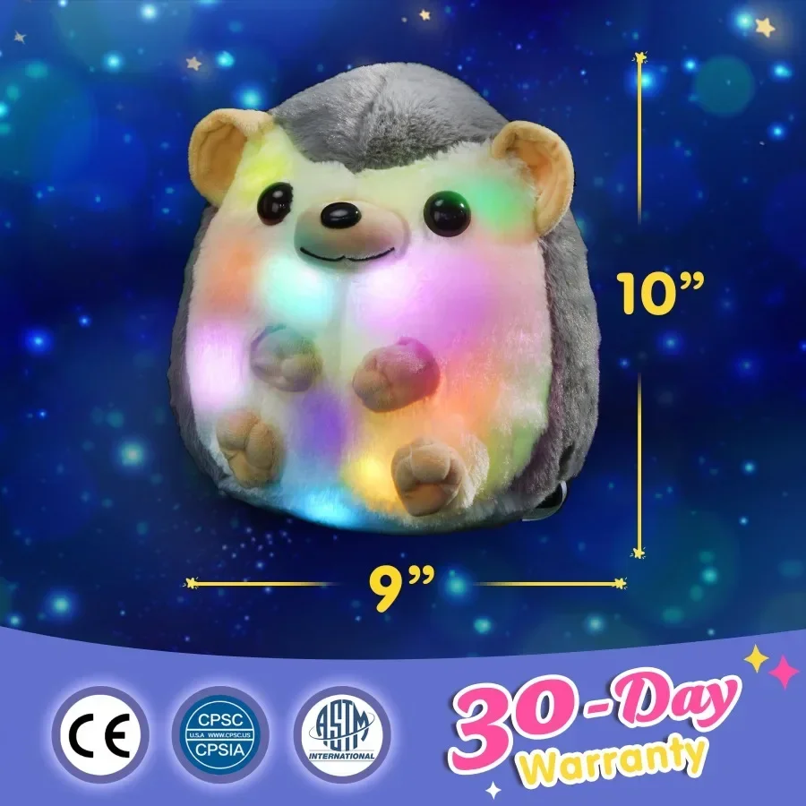 Glowing Hedgehog Plush Toys Soft Stuffed Hedgehog Doll Luminous Animals Throw Pillows Cute Kawaii Stuffed Toys for Girls Kids