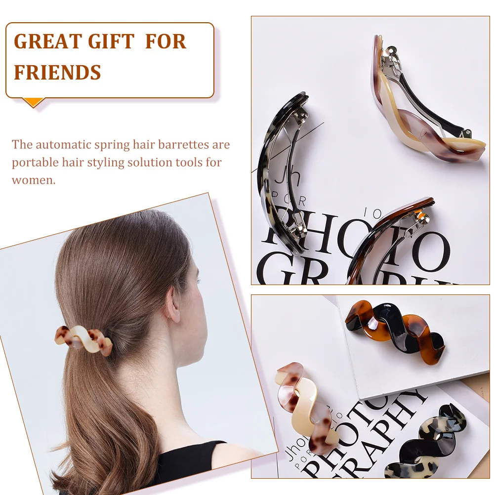 

3pcs Barrettes For Women Thick Ponytail Clips Automatic Spring Lightweight Makeup Clips Decorative Hair Accessories Ponytail