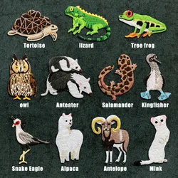 Tortoise Lizard Patch Diy Tree Frog Embroidered Patches For Clothing Animals Iron On Patches On Clothes Stickers Owl Mink Badges