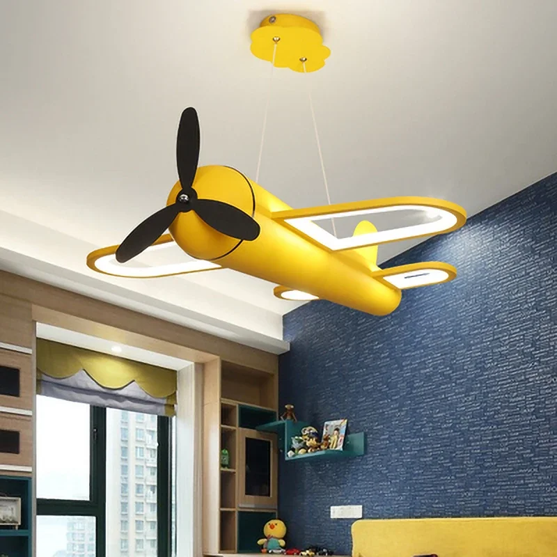 Imagem -03 - Luzes Pingente Led de Avião Infantil Luzes Amarelas e Azuis Chandelier do Quarto para Crianças Baby Boy Home Teto Lâmpada Pingente Ac85265v