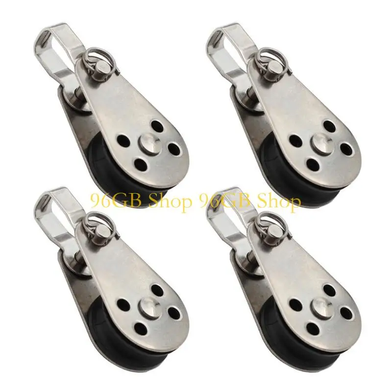 

96GB 25mm Single Pulley Block,304 Stainless Steel Lifting Cranes Pulley, Wire Rope Hangings Pulley Wheel Lifting Rope Pulley