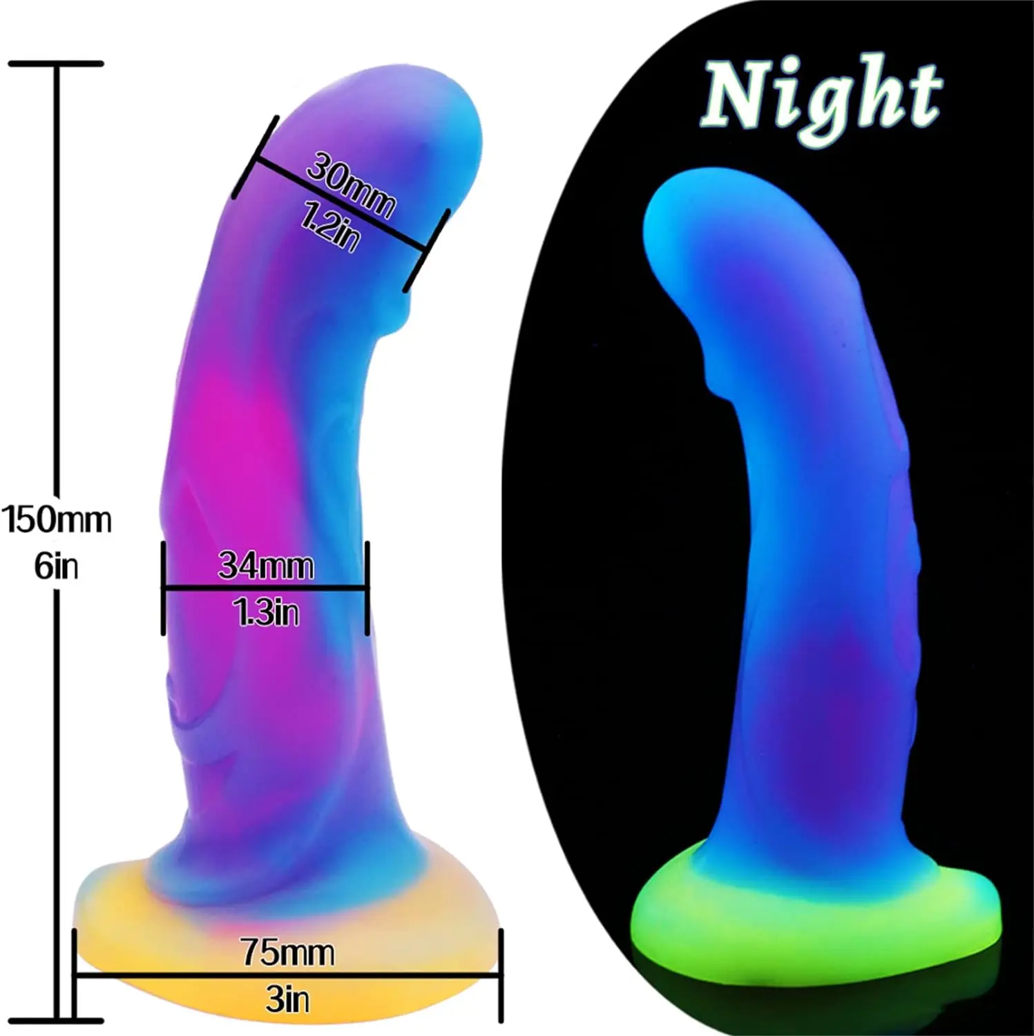 Luminous Anal Plug Female Masturbation G Spot Dildo Women Adult Sex Toy Silicone Anal Dildo Suction Cup Dildo Toy for Couples