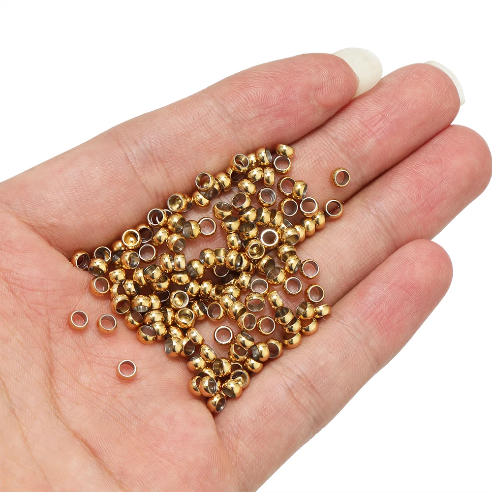100pcs Stainless Steel Dia1.5/2/2.5/3/3.5/4mm Positioning Spacer Beads Ball Stopper Crimp End Bead for DIY Jewelry Making Crafts