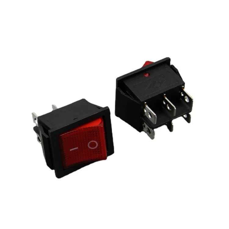 5Pcs/Lot KCD4-101-6P Red Light On-Off 6 Pins 31*25 Rocker Switch  15A 250V