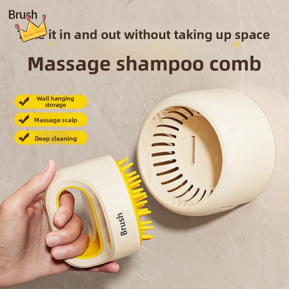 

Wall Mounted Suction Cup Shampoo Brush Hair Care Tool Silicone Hair Washing Comb Wet and Dry Deep Cleaning Scalp Massage Brush