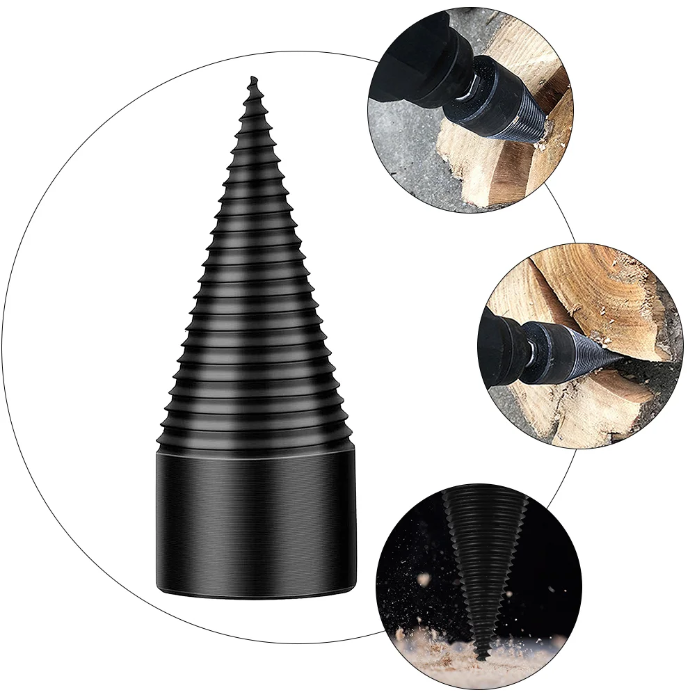 High Grade Steel Wood Chopping Bit Hex Firewood Splitting Cone Drill Tool for Woodworking Hard Soft Wood Anti Groove Design