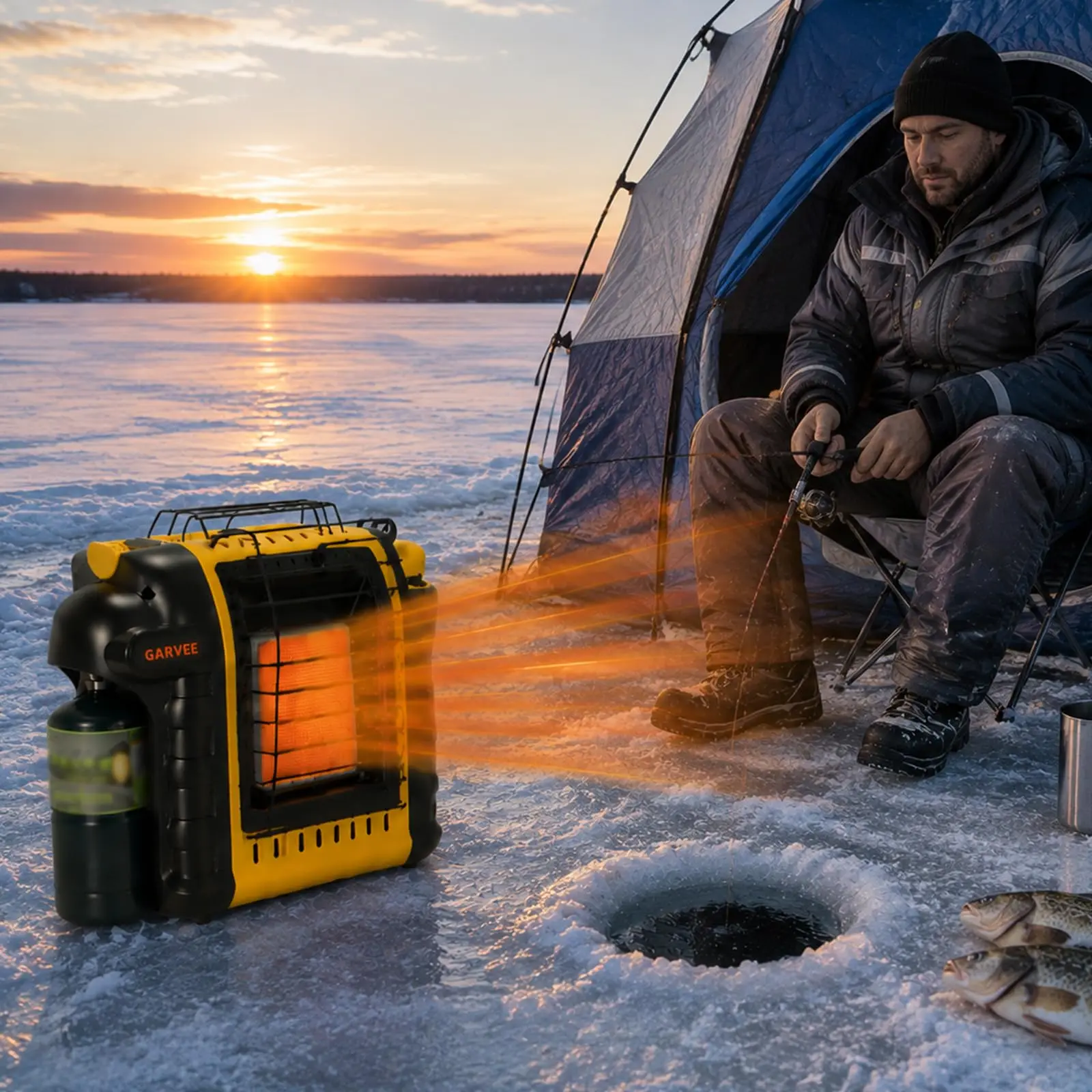 9000 BTU Portable Radiant Propane Space Heater with ODS & Tip-Over Protection – Indoor-Safe for Garage, Patio, Tent, Camping – Yellow