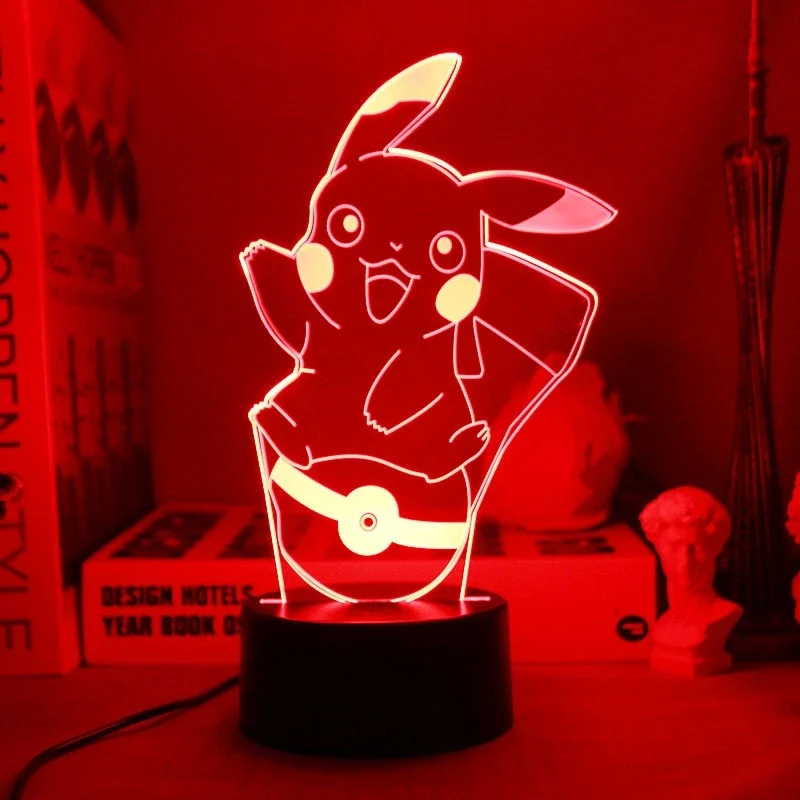 Neue Tischlampe Eevee Pikachu Kreative 3D Cartoon Nachtlicht Zimmer Ornamente Cartoon LED Licht Schlafzimmer Nachttischlampe Geburtstagsgeschenk